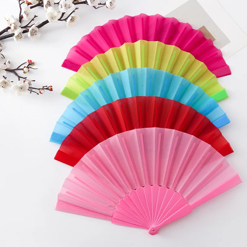 Plastic Frames Folding Hand Fans Large Handheld Fans Dance Wedding Gift Fan