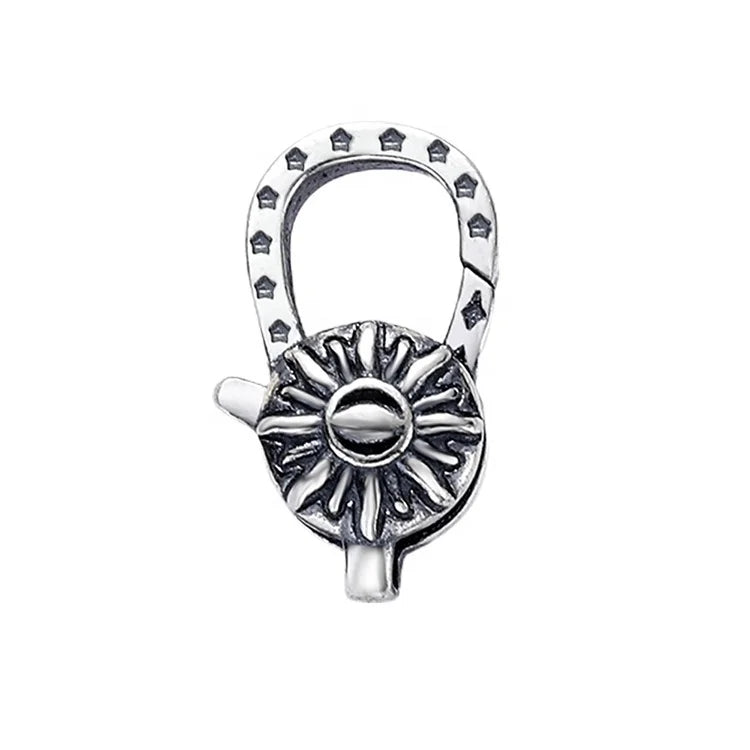 Oxidized Coating Solid 925 Sterling Silver Sun Flower Shape Lobster Clasp Silver Lock Findings for Bracelet & Necklace Jewelr