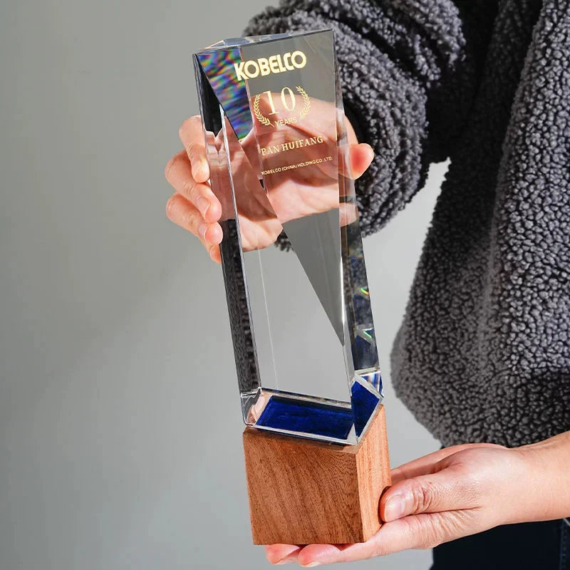 Unique OEM ODM Crystal Awards K9 Sublimation Blank Wooden Trophy Logo Print for Annual Convention