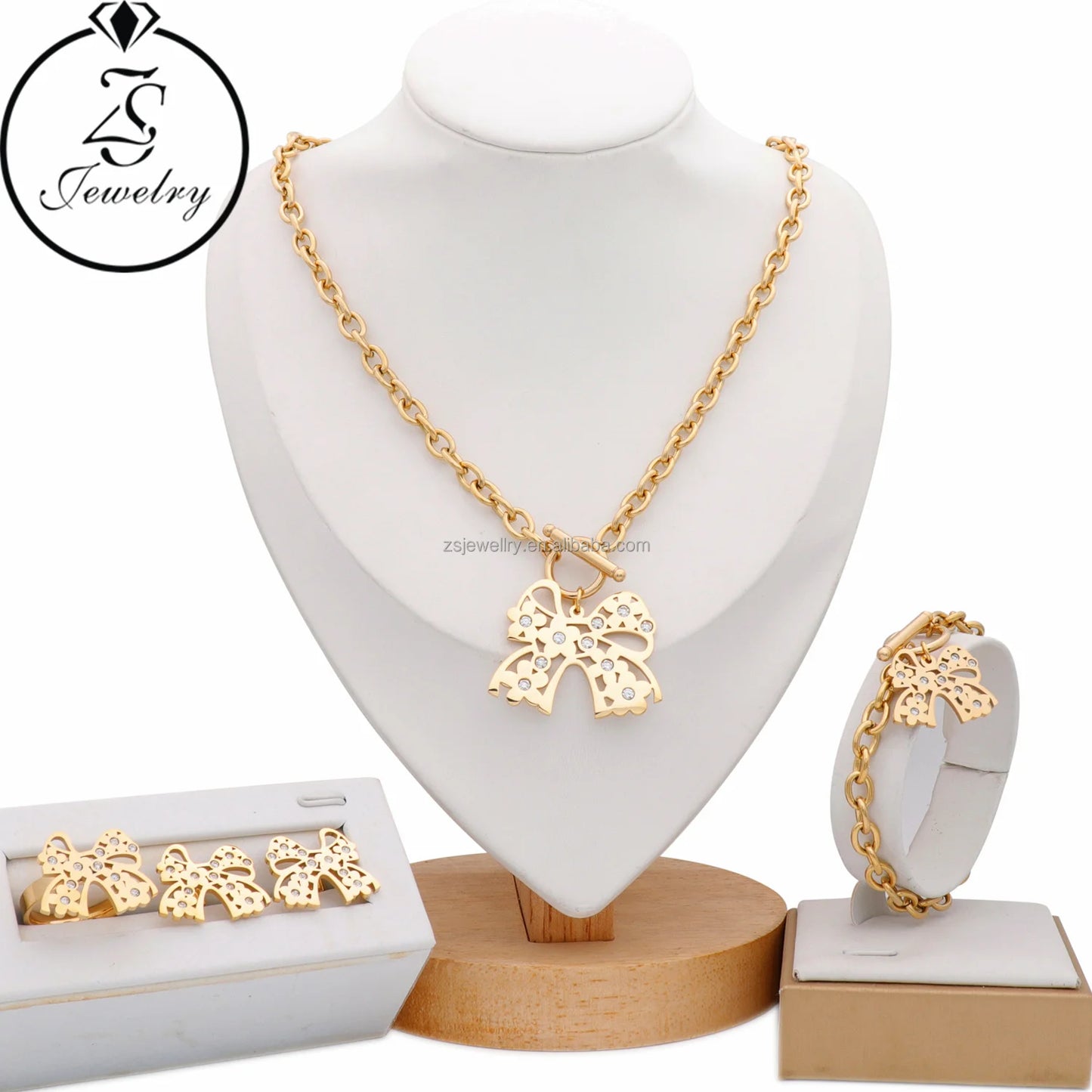Hot Selling Gold Plated Fashion Jewelry Sets Luxury Zircon butterfly Designer Bracelet Fashion Trend Accessories for Women