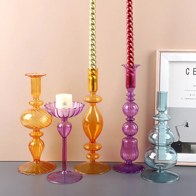 The Factory Directly Produces High Borosilicate Glass Candlestick High-quality Colored Candlestick Candles Holder