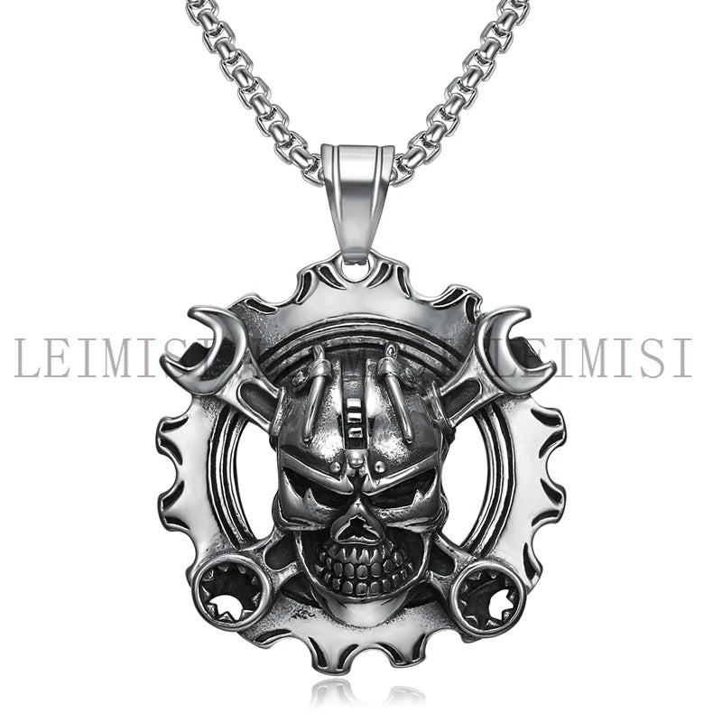 Wholesale Mens Stainless Steel Gothic Punk Signet Jewelry Skull Necklaces Gothic Jewelry  for Men