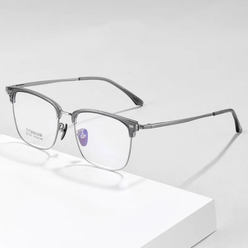 New Arrival Vintage square Pure Titanium Optical Glasses Men Women Half Frame Eyewear
