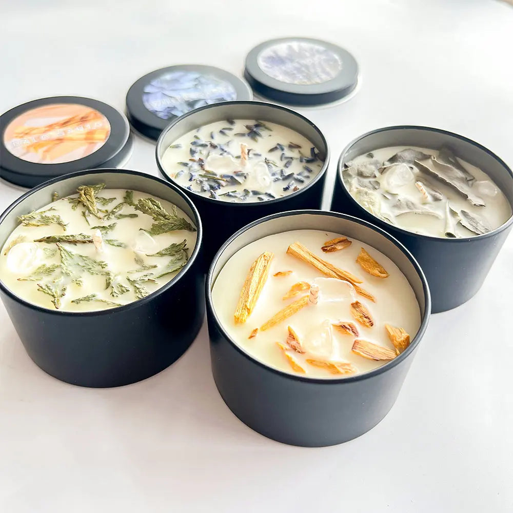 White Sage Candles Palo Santo Cedar Home Scented Candle Energy Cleansing Lavender Sage Leaf Soy Candles for Smudging
