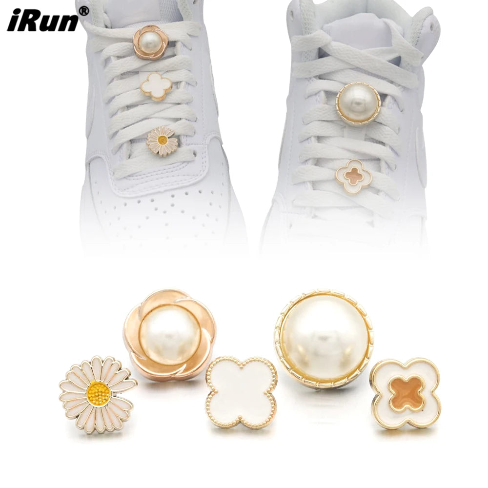 IRun Cute Shoelace Charms Shoe Decoration Flower Charm Lace Locking Clips Jewelry Accessories for Sneaker Boots Gifts
