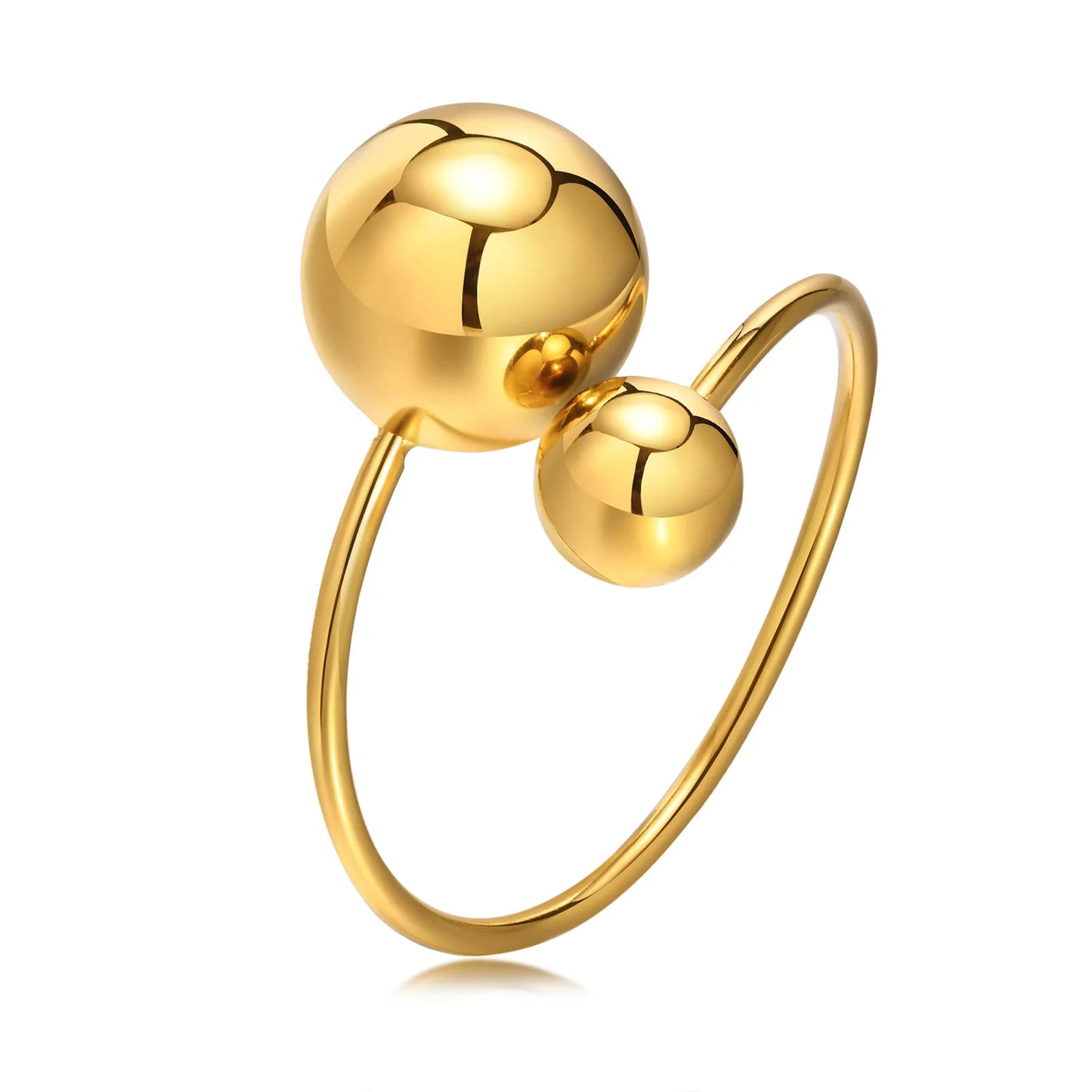 Yiwu DAICY New Arrival Dainty Double Open Round Bead Ball Ring Stainless Steel Chunky Adjustable One Size Ring for Women