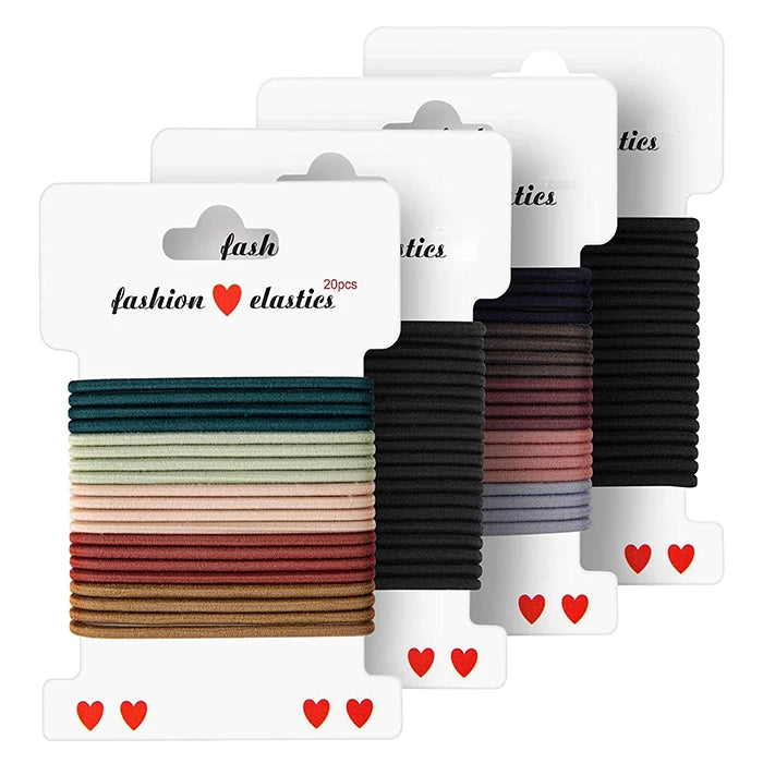 Fashion Women Girls Hair Accessories 80PCS Thin Elastic Hair Ties 2.5MM High Stretch No Metal Ponytail Holder Elastic Hair Ba