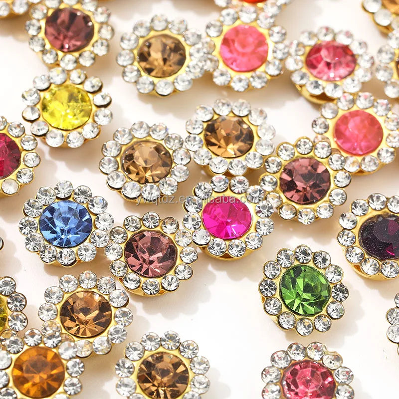 Hot Selling Crystal Rhinestone 10mm Gold and Silver Bottom Bracket Used for Sewing Clothing and Wedding Dresses