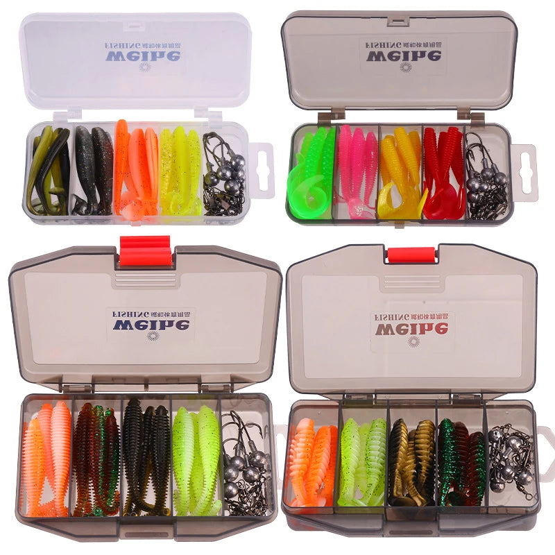 WEIHE 36pcs Fishing Kit Soft Fishing Lure and Accessory Combo Tackle Box Soft Bait Fishing Lure Kit