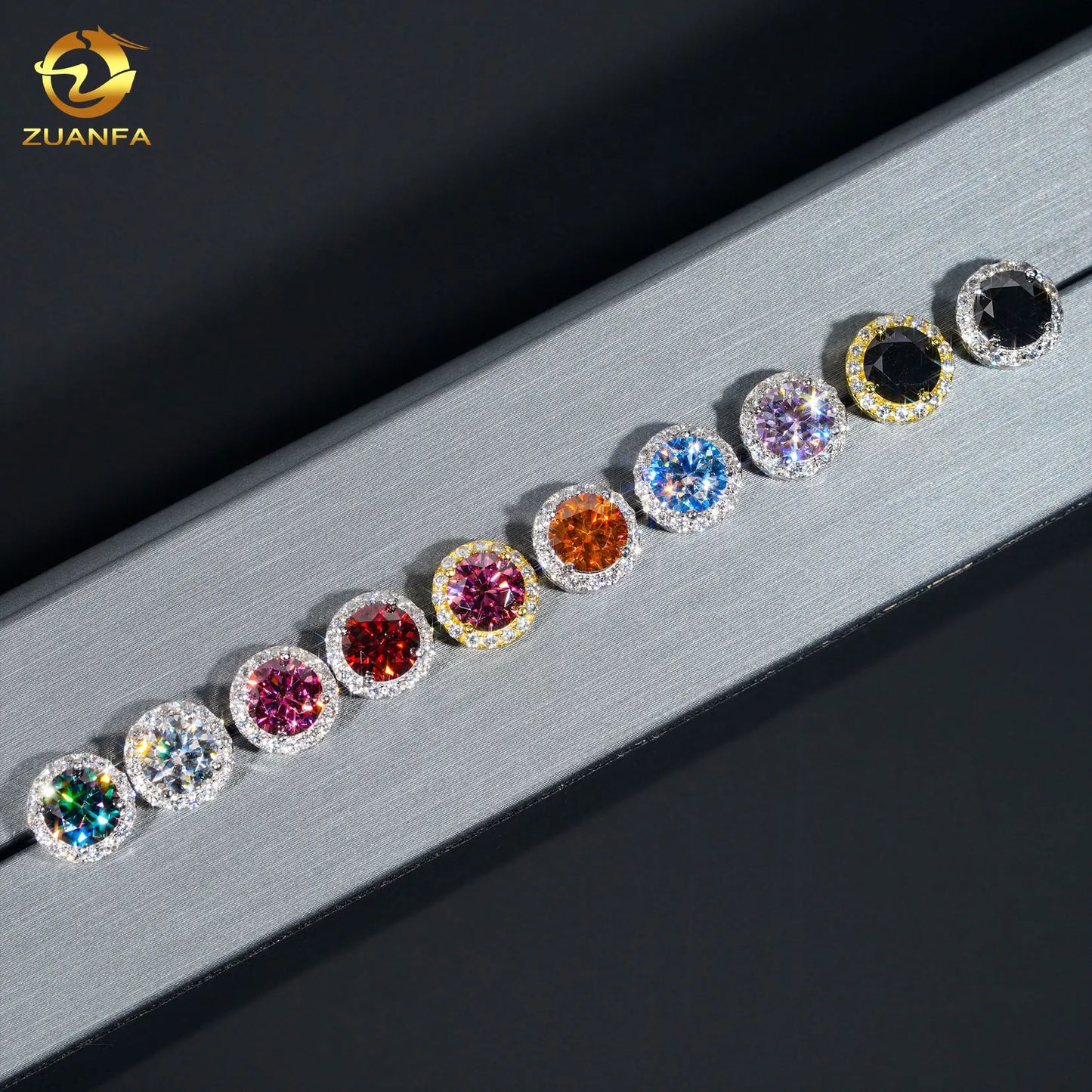 Zuanfa Pass Diamond Tester Hiphop Jewelry GRA Certificate 925 Silver Colored VVS Moissanite Fine Jewel Halo Diamond Stud Earr