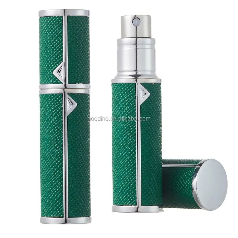Premium Colorful Perfume Atomizer with Custom Logo-Recyclable Aluminum Base Hot Stamped | Travel Refillable 5ml Pump Sprayer