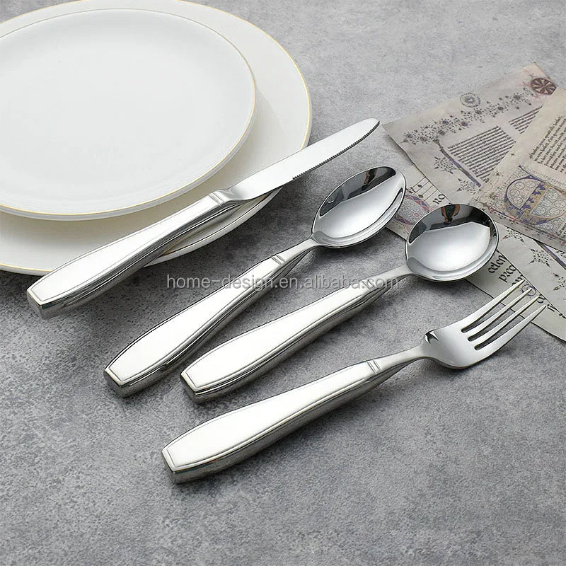 Hollow Handle 304 Stainless Steel Contemporary Mirror Polish Heavy-Duty Patient Tableware Set Atkinson Sustainable Flatware
