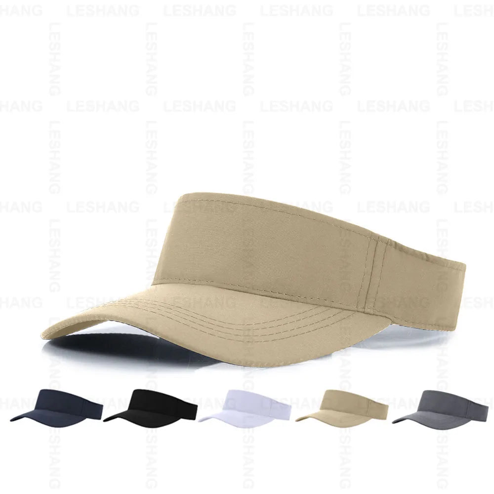 Wholesale Quick-Drying Empty Top Custom Logo Summer Tennis Caps Outdoor Sports Curved Brim Polyester Sun Visor Hats