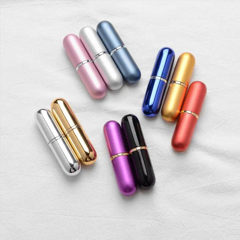 MUB Support Printing logo on 3ml Aluminum Round Black  Portable Refillable Fine Mist Perfume Bottles