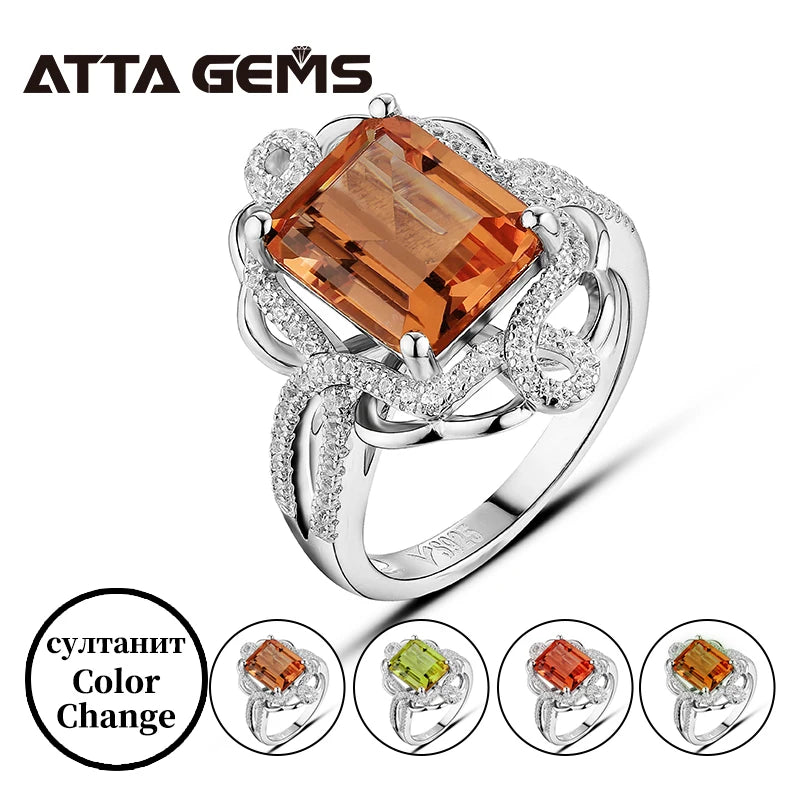 11*9mm Emerald Cut Fine Jewelry Ring Created Zultanite Stones Color Change Diamond 925 Sterling Silver Jewelry