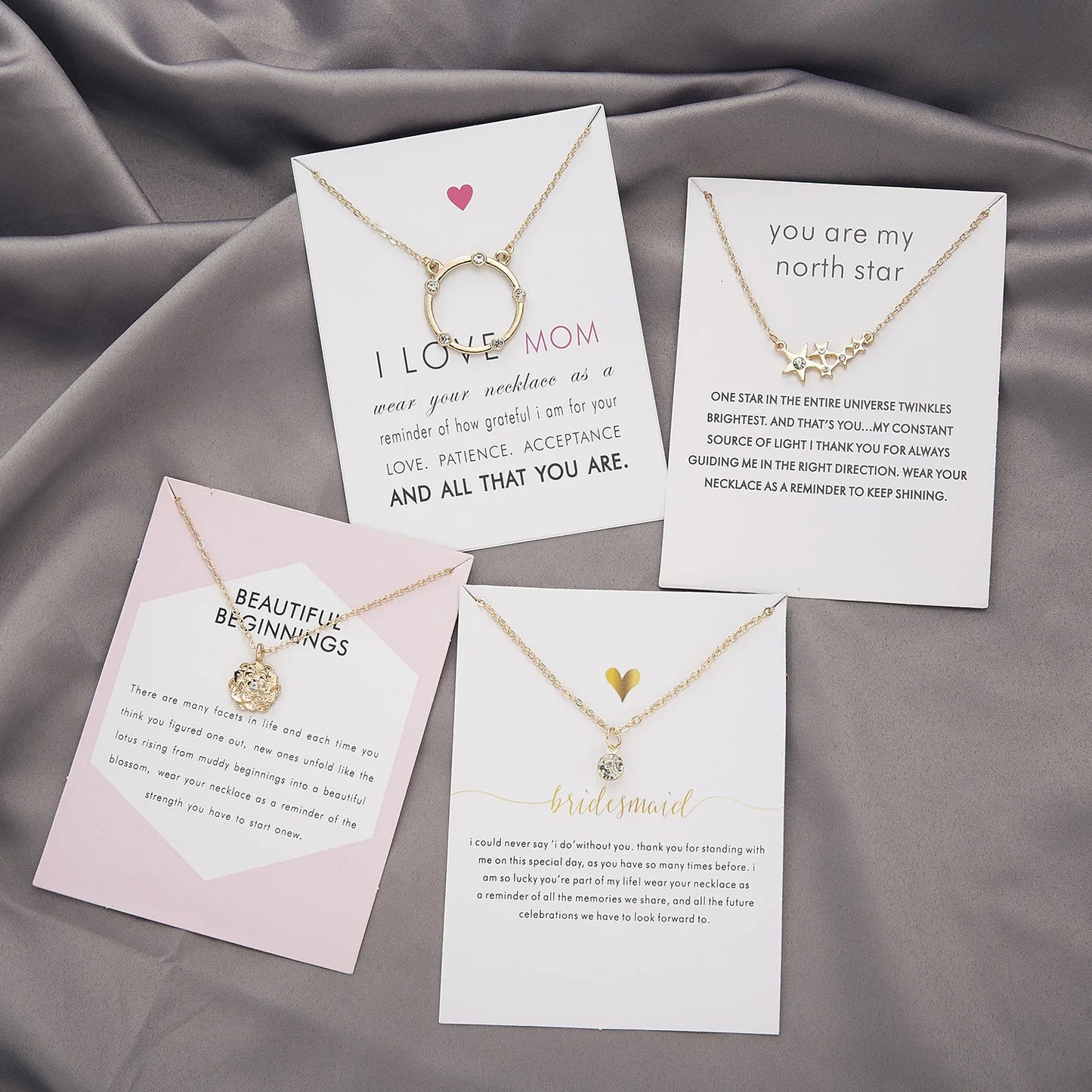Wholesale Popular Lucky Best Wishe Card Gold Plated Gift Necklace Trendy Alloy Moon Star Pearl Tassel Collarbone Chain Neckla