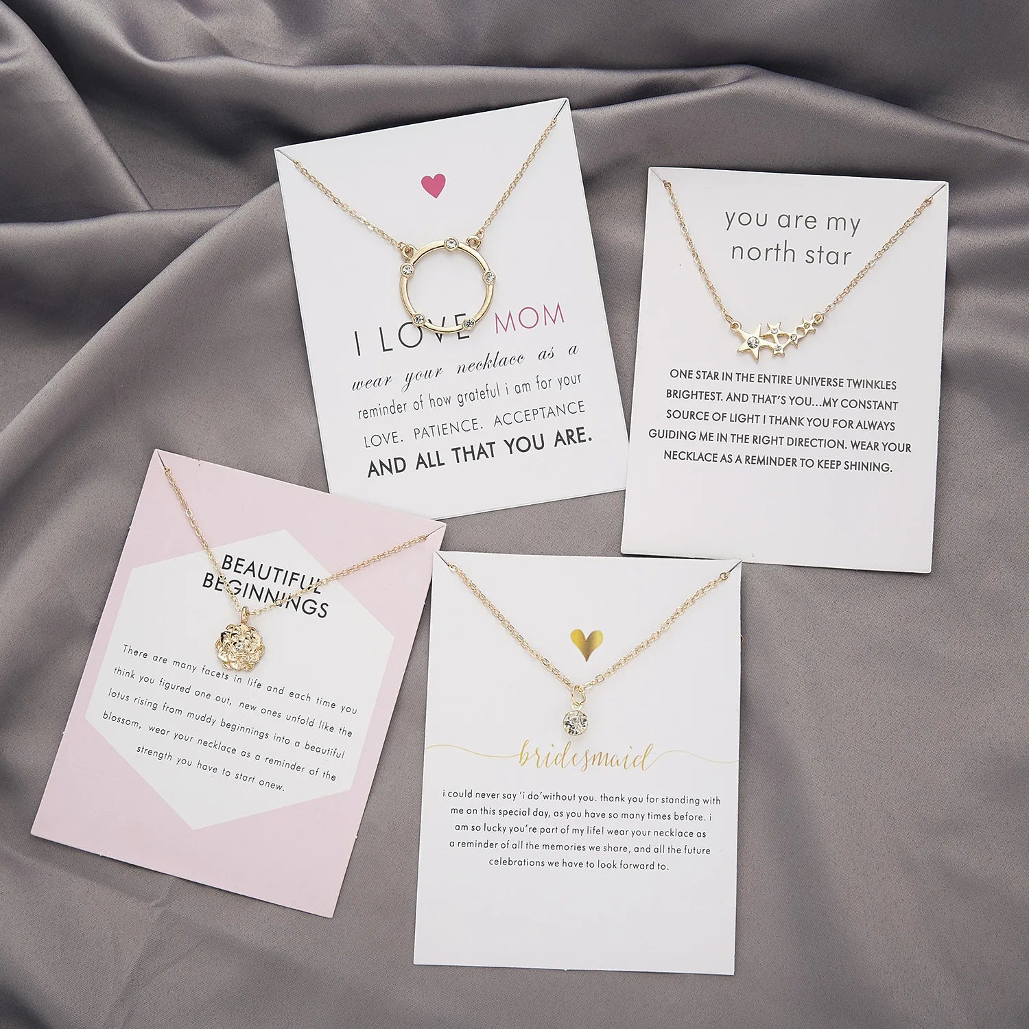 Wholesale Popular Lucky Best Wishe Card Gold Plated Gift Necklace Trendy Alloy Moon Star Pearl Tassel Collarbone Chain Neckla