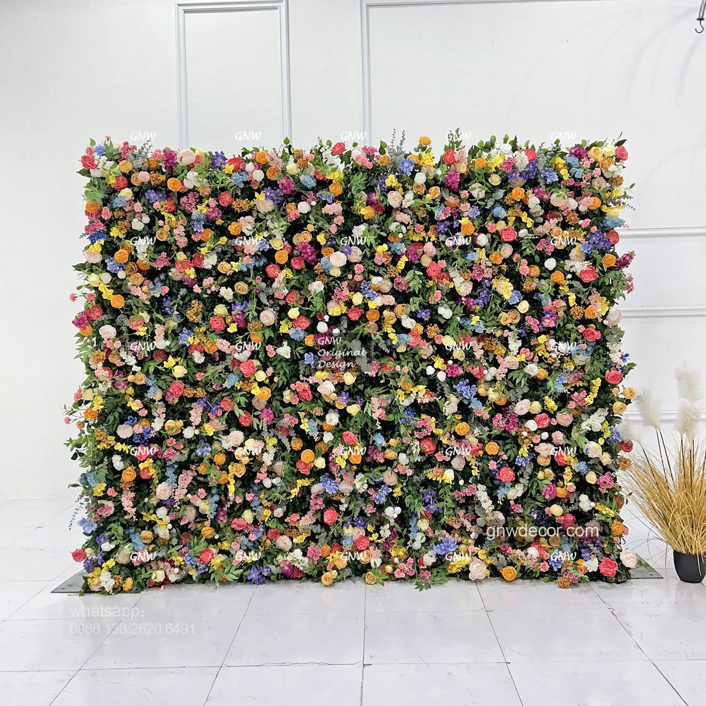 Phalaenopsis Artificial Flower  Rose Customize Roll up Flower Wall Cloth Backing Flower Backdrop Wholesale Mixed Color