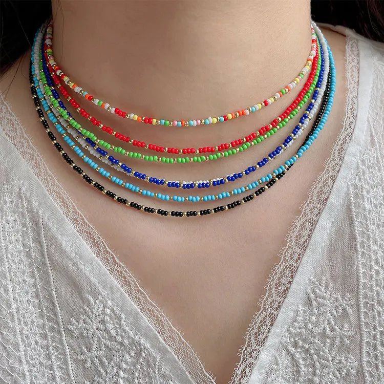 SC Fashion Handmade Beaded Boho Choker Necklace Sweet Girls Stackable Colorful No Fade Crystal Miyuki Beads Necklace for Wome