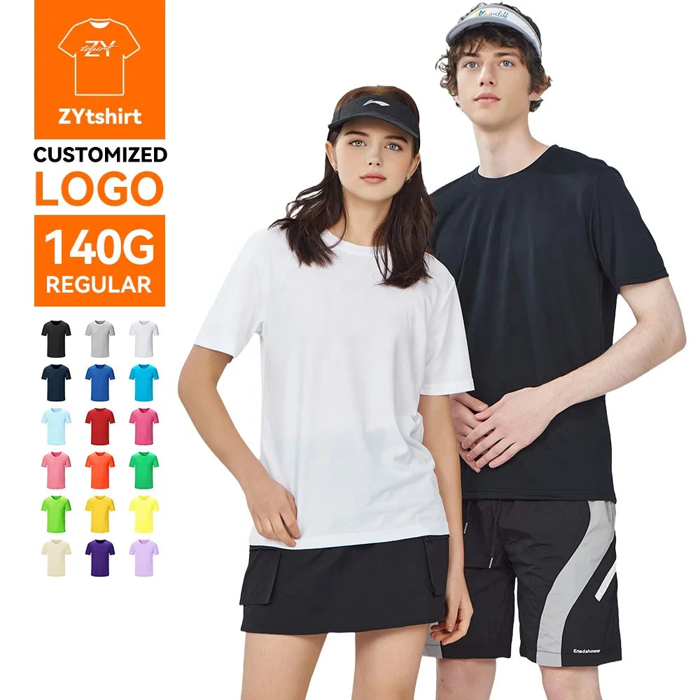 ZYtshirt Wholesale Customizable 140GSM 100% Polyester Quick-Dry Sports T-Shirt with custom printed tshirt for Gym
