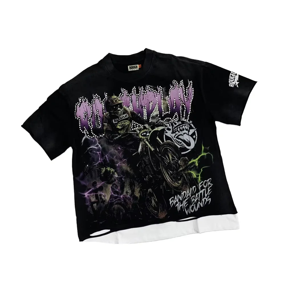 Custom Men Drop Shoulder Box Tees Graphic Tshirt Cropped 100% Cotton Heavyweight Hip Hop Oversized O-Neck Boxy Fit t Shirt