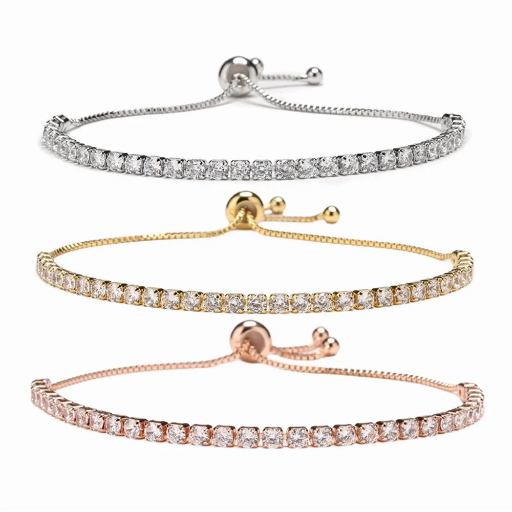 Fashion Jewelry 18k Gold Plated CZ Zircon Adjustable Cubic Zirconia Mom Bracelet for Mothers Day Gift