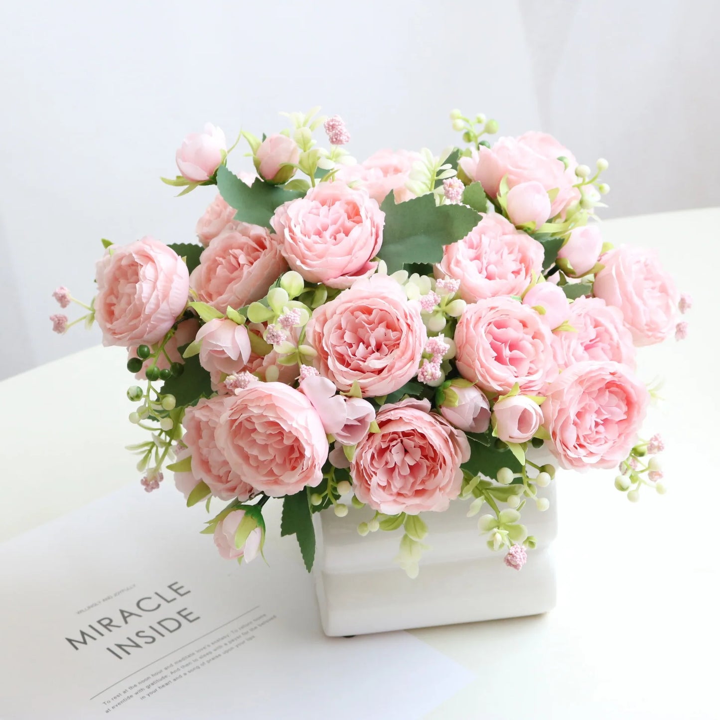 Hot Sale 5-Head Silk Peony Flower Bunch for Home Decoration for Christmas Weddings Graduations Mother's Day or Easter