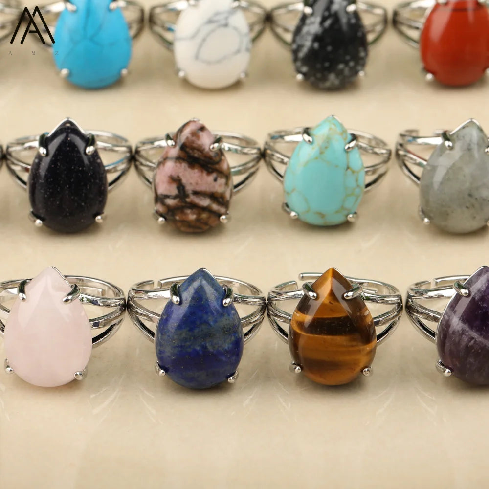 Drop Rings Wholesale  Silver Color  Gemstone  Boho Style Birthday Gifts