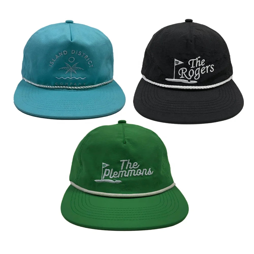 OEM Summer Popular Hot Sale Colorful Unstructured Baseball Hat Custom Embroidery 19 Holes Golf Wedding Snapback Cap With Rope