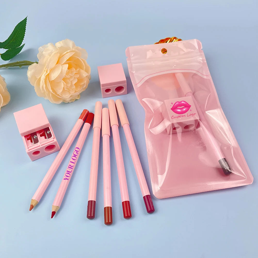 OEM Private Label  Lip Liner Brown  Lipliner Pencil Vegan Creamy Lip Liner High Pigment Matte Lipliner Pencil With Sharpener