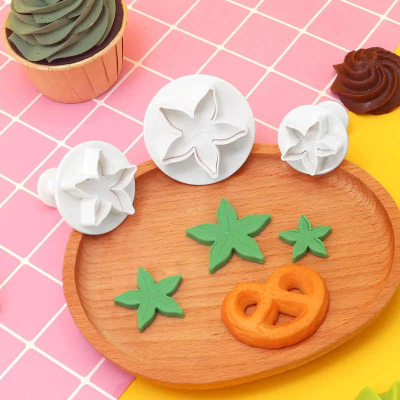 2024 New Cookie Cutter Set 3pcs Five-petal Flower Calyx Spring Mold Diy Baking Tool Fondant Cake Decorating Mold