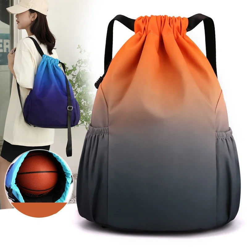 New Tie Dye Two-color Drawstring Backpack Waterproof Large Capacity Basketball Backpack Outdoor Travel Sports Fitness Bags