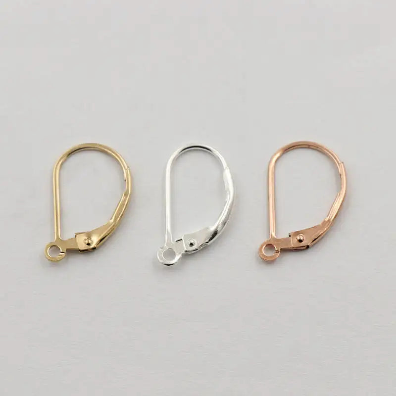 GP US 14K Gold Filled Plain Leverback with Ring & 3mm Snap-in Setting Hoop Earrings Findings for Women DIY Jewelry Making