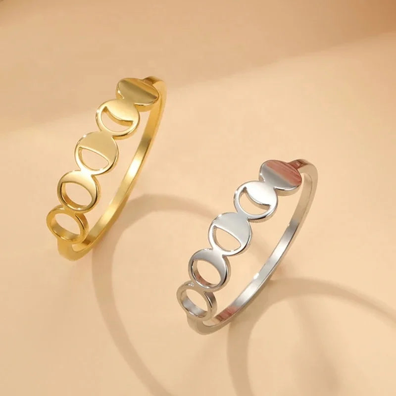 Moon Crescent Ring for Women Men Minimalist Witch Amulet Finger Ring Astronomy Stainless Steel Jewelry Gifts Wholesale