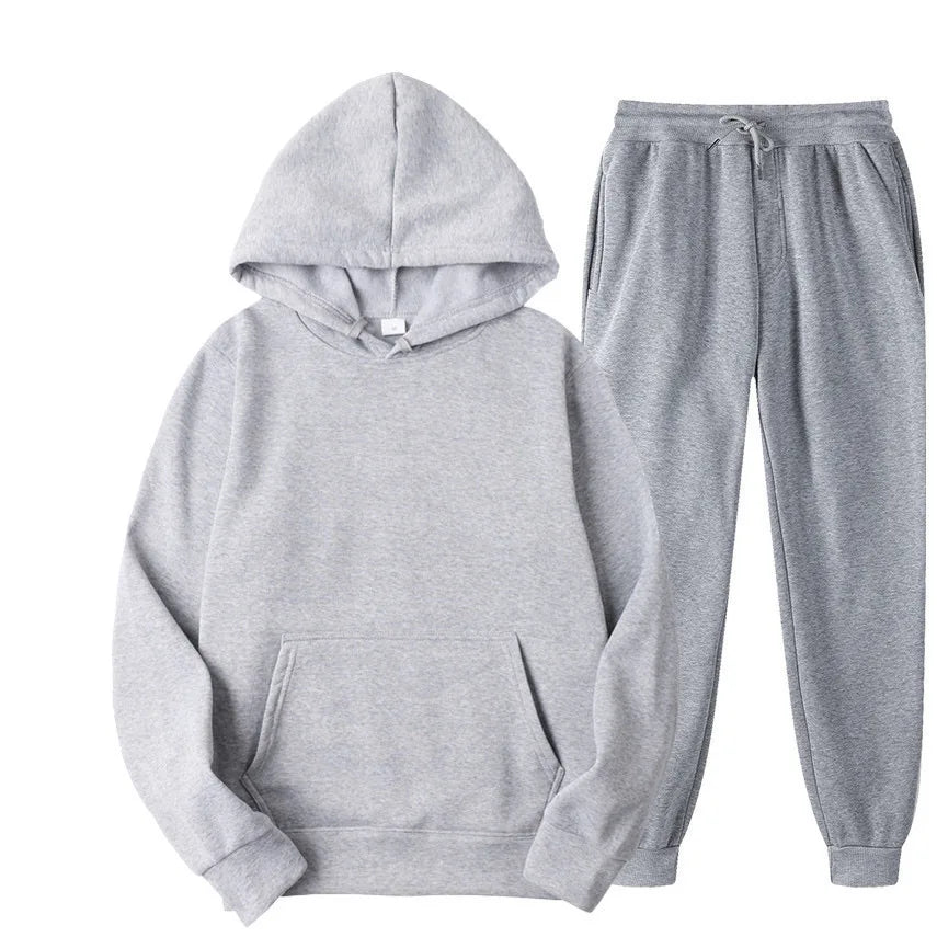 Men's Gym Tracksuit Sportswear Sweat Wear Wholesale Set of Hoodie Jogger Pants Woven Fabric Yarn Dyed Autumn Season Collectio