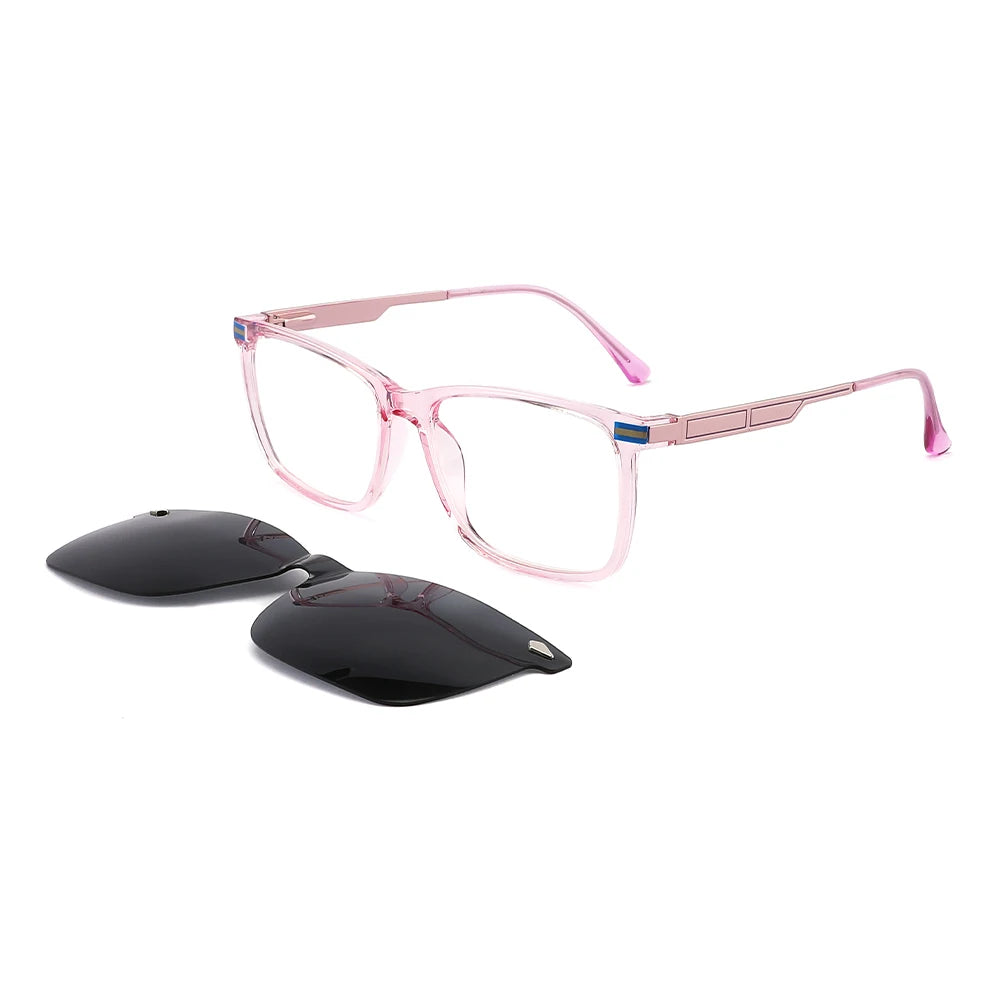 Lunette De Soleil 2023 Rectangle Shades Sunglasses Tr90 Frames with Metal Legs Transparent Polarized Magnetic Clip on Sunglas