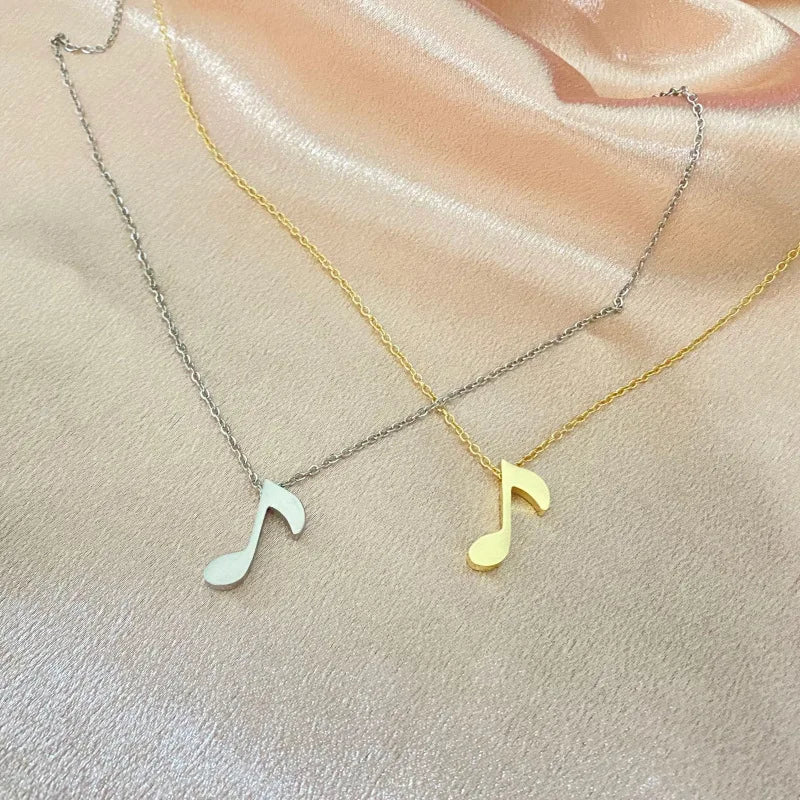 Dainty Mini 18K Gold Plated Musical Sign Necklace Women 2026 Minimalist Stainless Steel Music Notes Pendant Necklace for Girl