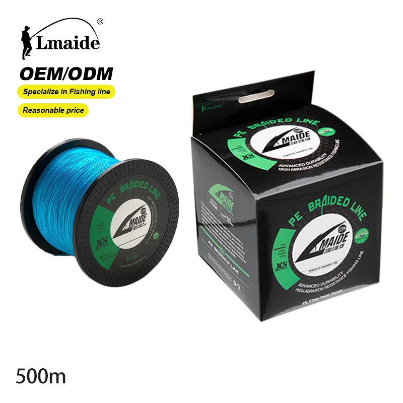 Lmaide New 500m Linha De Pesca Fishing Braided Line Fishing Line Braid 8 Strands Braided Fishing Line for Sale