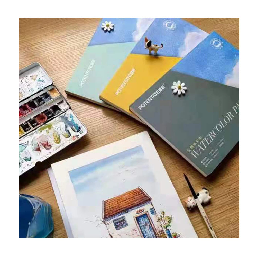 Potentate 100% Cotton Artist Painting Drawing Watercolor Paper Pad 300gsm Hot Press A3