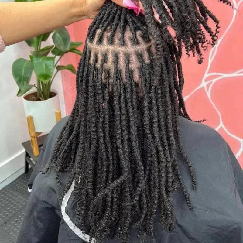 0.6cm Width 100% Loc Extension Human Hair Natural Curly Full Handmade Permanent Human Textured Loc Extensions