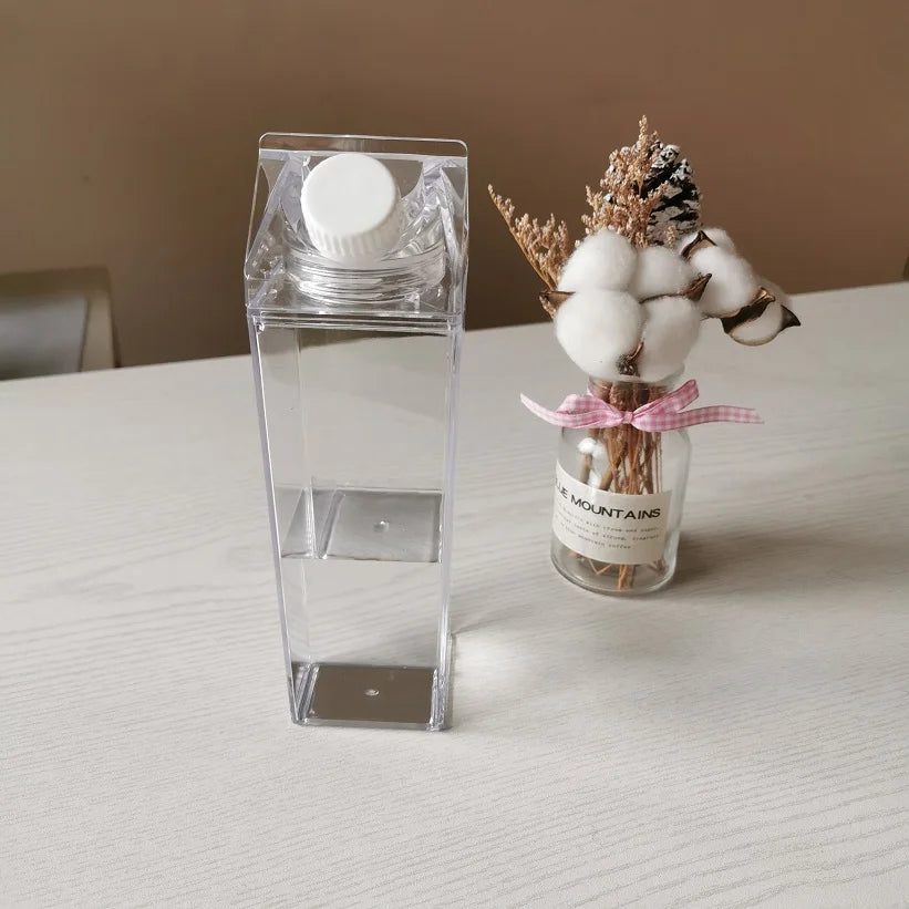 Eco Friendly Products Plastic square Milk Carton Large Capacity Milk Carton 500ml 1000ml Clear Carton Leakproof Water Bottle