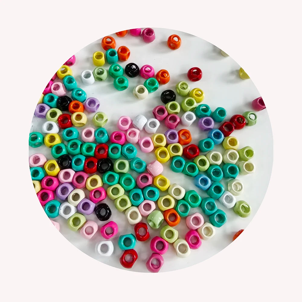 Factory Wholesale 100Pcs/Lot 6*7MM Opaque Candy Color Four Through Hole Beads Loose Spacer Charms for Jewelry Making DIY Craf