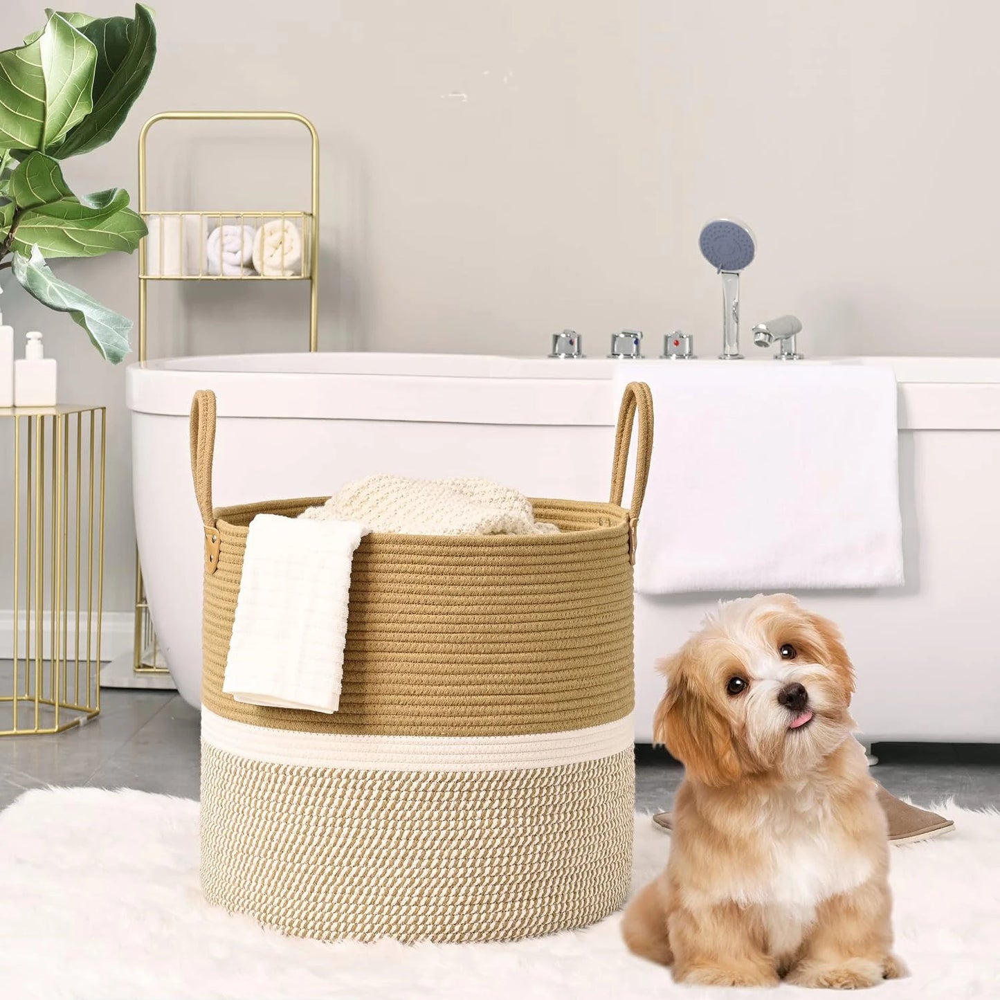 Newest Designed  Storage Basket Handmade Foldable Woven Laundry  Hampers Large Rope Basket With Handles for Toys and Sundries