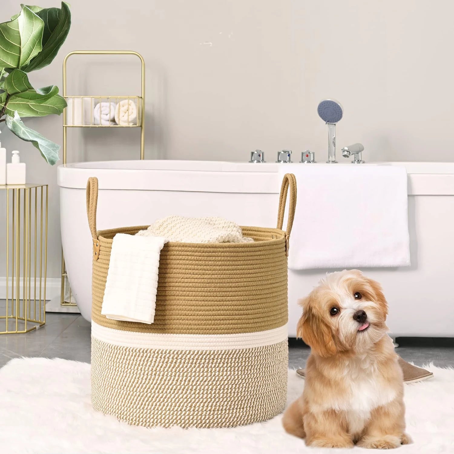 Newest Designed  Storage Basket Handmade Foldable Woven Laundry  Hampers Large Rope Basket With Handles for Toys and Sundries