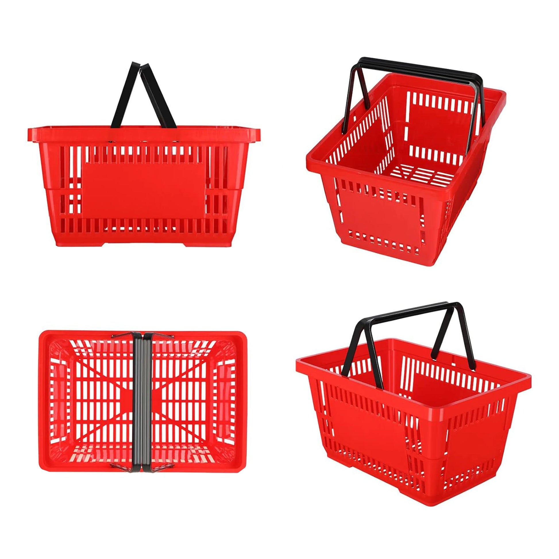 Shopping Basket 20 L Grocery Basket With Handles Portable Large Plastic Baskets for Supermarket Store Retail Storage