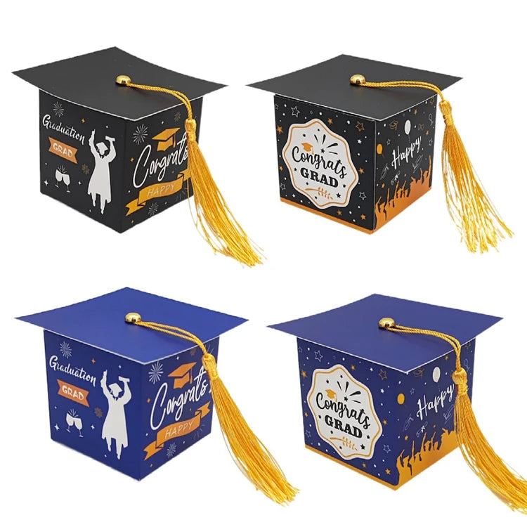 Hstyle 2024 Graduation Cap Box Graduation Celebration Party Packaging Gift Box Square Paper Box With Tassel Return Gifts HS16
