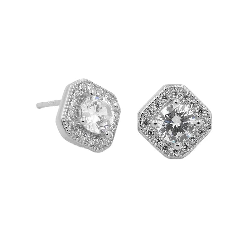 High Quality Earrings Wholesale Classic Design Square Shape Stud Earrings Zircon Stone Earrings
