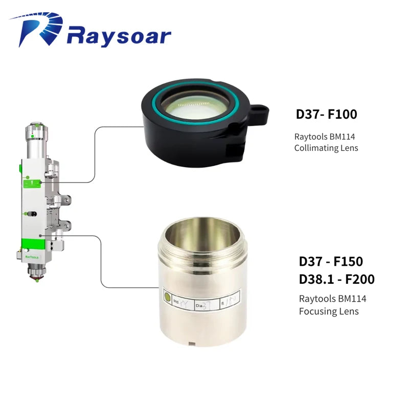 Raysoar BM114 D37 F150 D38.1 F200 Laser Focus Collimating Lens Assembly 120A30700A for Raytools BM114 Laser Fiber Laser Head