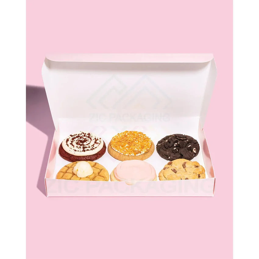 Wholesale Custom Logo Food Safe Cardboard Bakery Box Packaging Pink Paper Customized Cookie Box