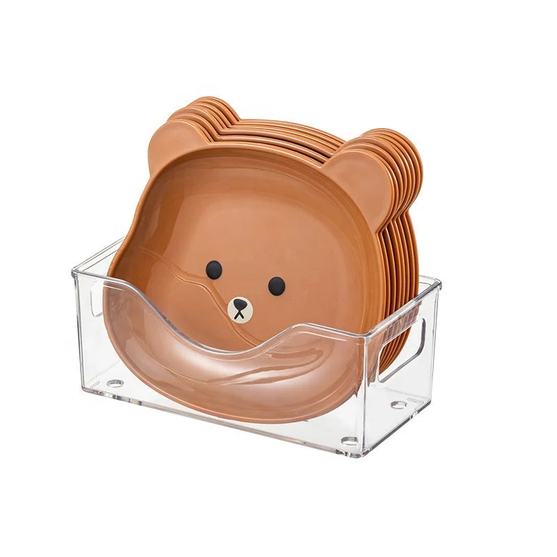Multifunctional Dining Plate Transparent Cute Plastic Snack Fruit Plate Reusable Dining Table Plate Set